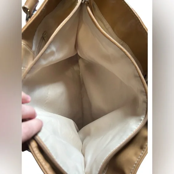 Woven Multicolor Straw Tote Bag Tan Faux Leather Handles Shoulder Purse - Picture 8 of 16